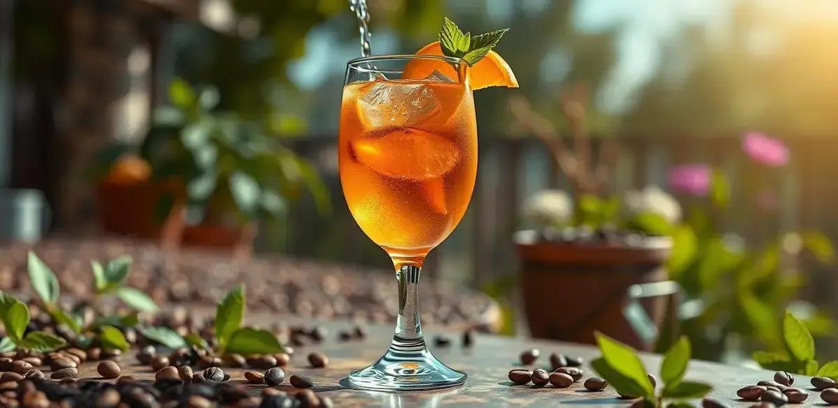 cafe com soda de laranja e hortela refrescante e irresistivel