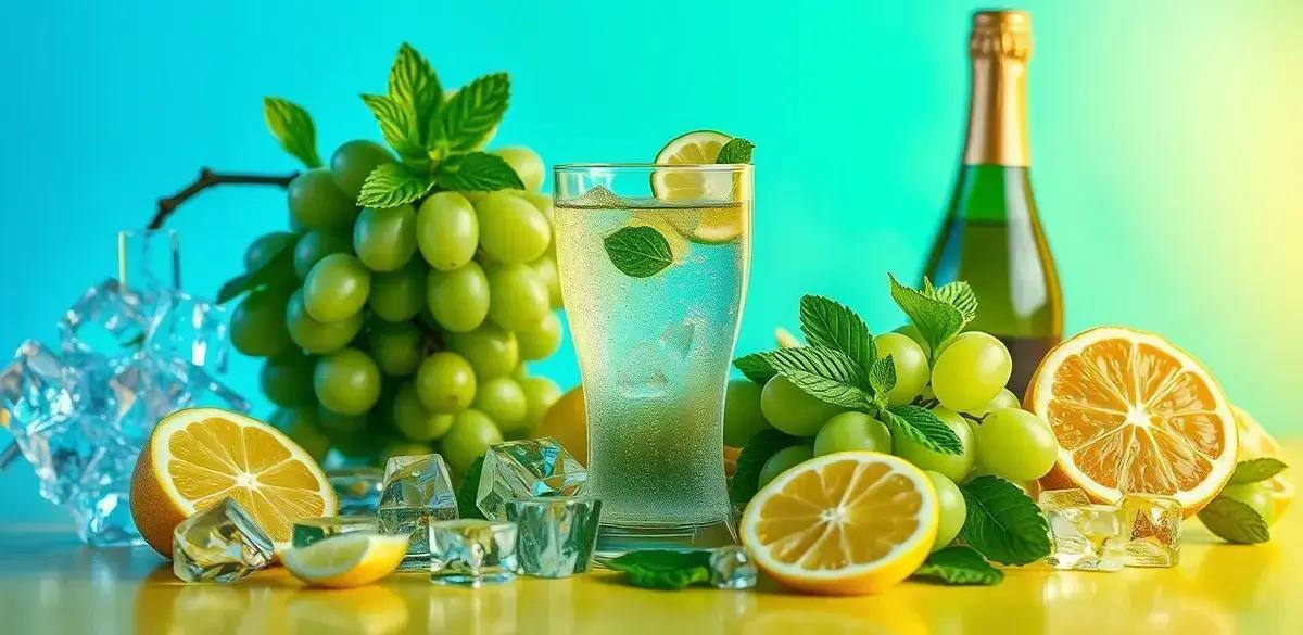 Ingredientes do Drink Verde com Espumante e Uva Verde