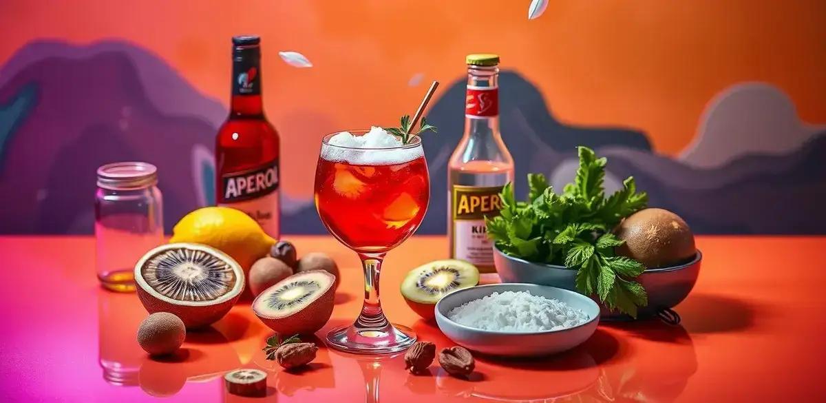 Ingredientes para Aperol com Soda de Kiwi e Espuma de Gengibre