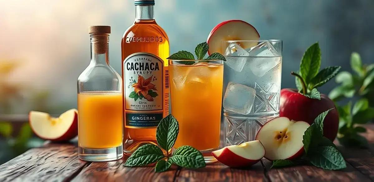 Ingredientes da Cachaça com Xarope de Gengibre e Maçã