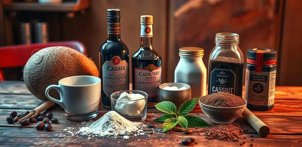Ingredientes do Café com Licor de Cassis e Creme de Coco Ingredientes do Café com Licor de Cassis e Creme de Coco