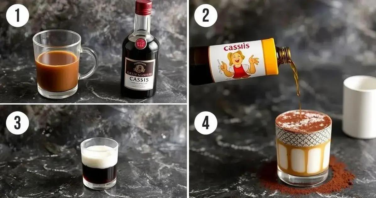 Método de Preparo do Café com Licor de Cassis e Creme de Coco Método de Preparo do Café com Licor de Cassis e Creme de Coco