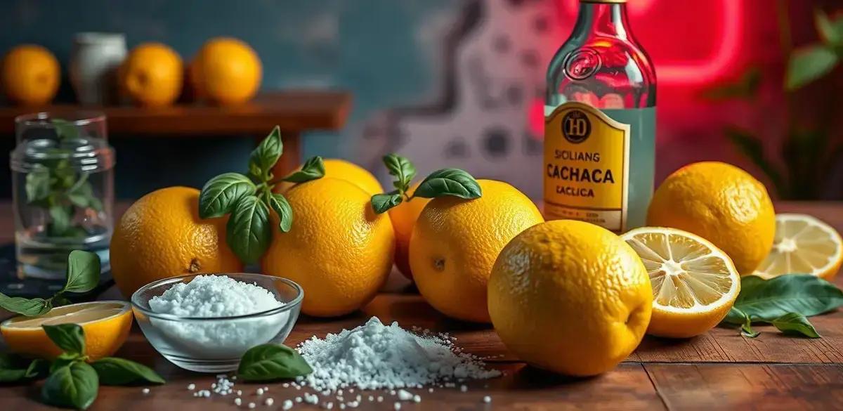 Ingredientes da Caipiríssima de Limão Siciliano e Manjericão