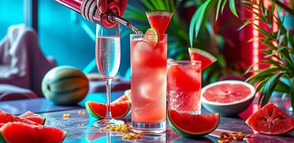 Método de preparação do Champagne com suco de melancia Método de preparação do Champagne com suco de melancia