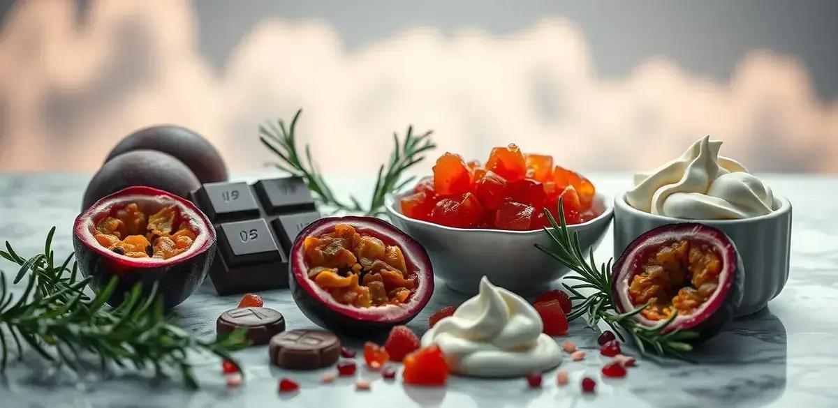 Ingredientes do Chocolate com Espuma de Maracujá e Alecrim Ingredientes do Chocolate com Espuma de Maracujá e Alecrim