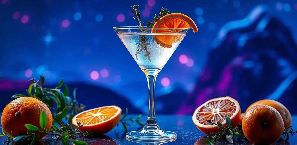 Ingredientes do Martini com Twist de Laranja e Tomilho