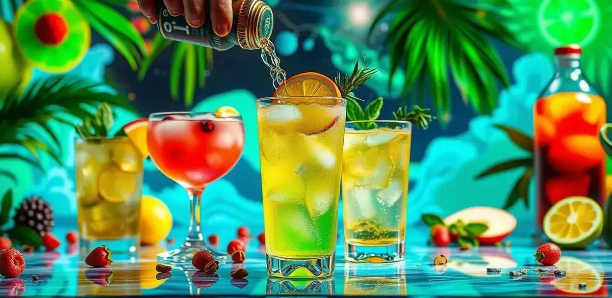 Variações criativas para Rum com Soda de Maçã Verde e Canela
