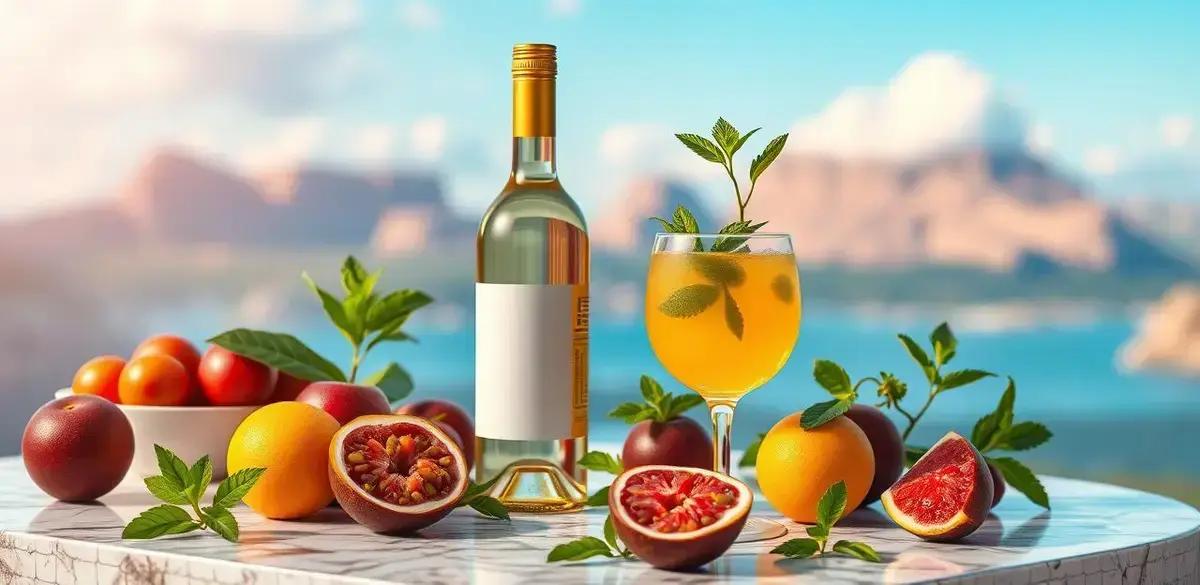 Ingredientes para o Vinho Branco com Suco de Maracujá e Hortelã
