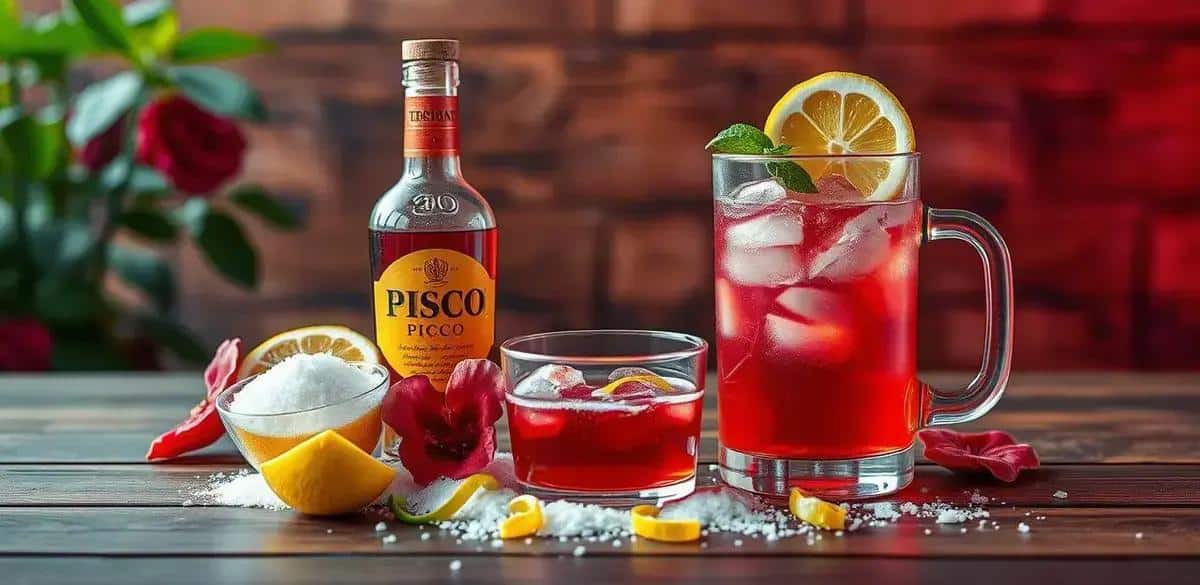 Ingredientes para Pisco com Chá de Hibisco