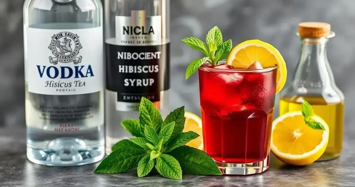Ingredientes para Vodka com Chá de Hibisco e Xarope de Limão