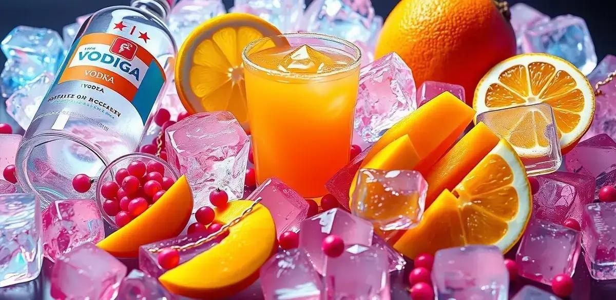 Ingredientes para Vodka com suco de manga e pimenta rosa Ingredientes para Vodka com suco de manga e pimenta rosa