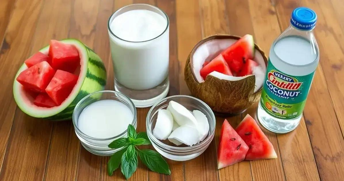 Ingredientes do Refrigerante de Melancia com Espuma de Coco Ingredientes do Refrigerante de Melancia com Espuma de Coco