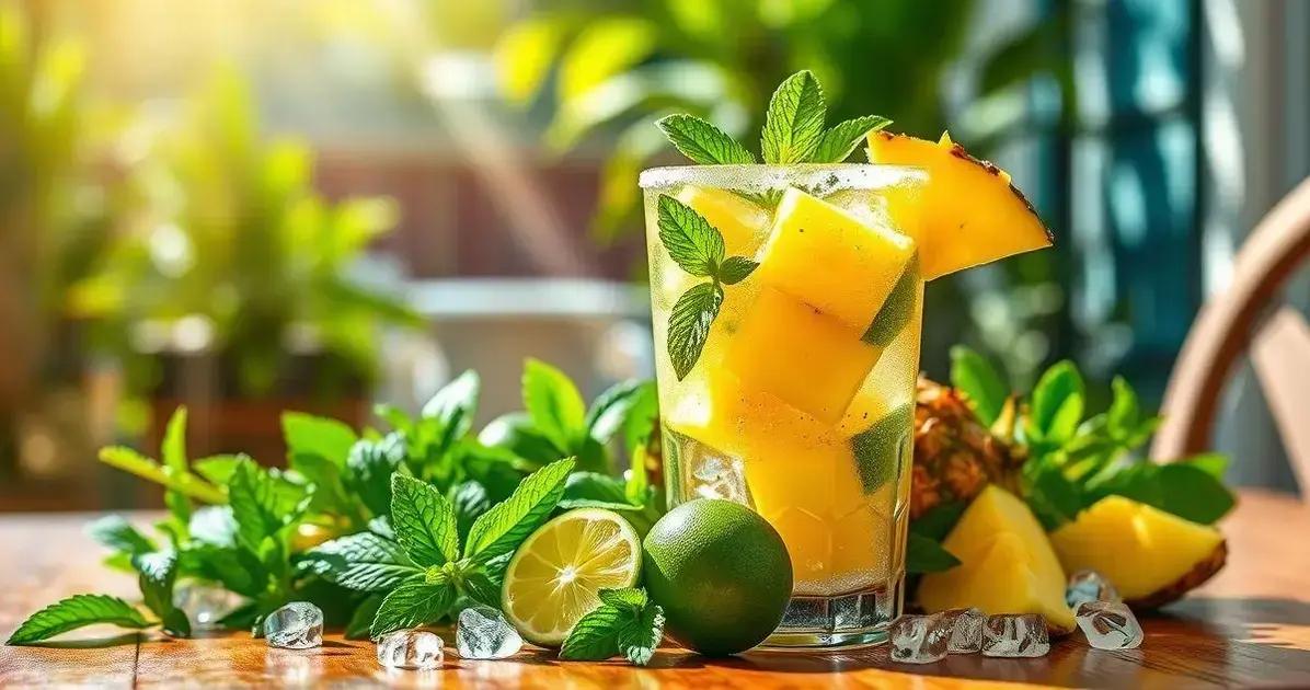 Ingredientes da Caipirinha de Abacaxi com Hortelã Ingredientes da Caipirinha de Abacaxi com Hortelã