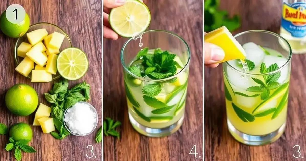 Método de Preparo da Caipirinha de Abacaxi com Hortelã Método de Preparo da Caipirinha de Abacaxi com Hortelã