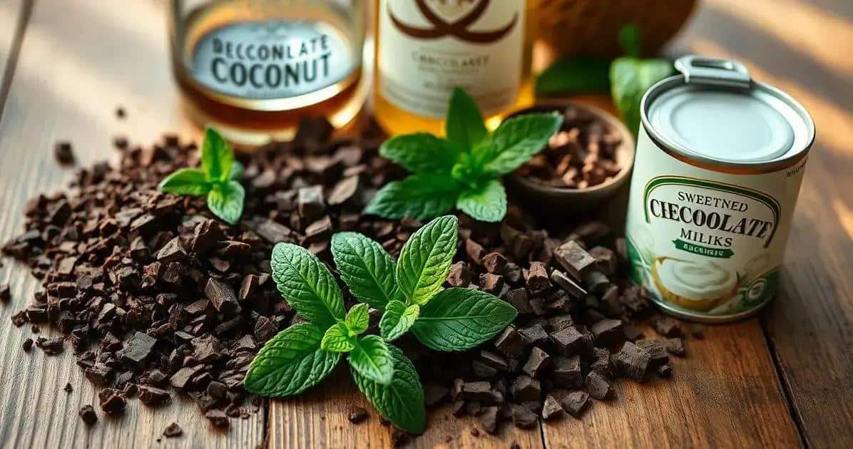 Ingredientes do Chocolate Gelado com Licor de Coco e Hortelã Ingredientes do Chocolate Gelado com Licor de Coco e Hortelã
