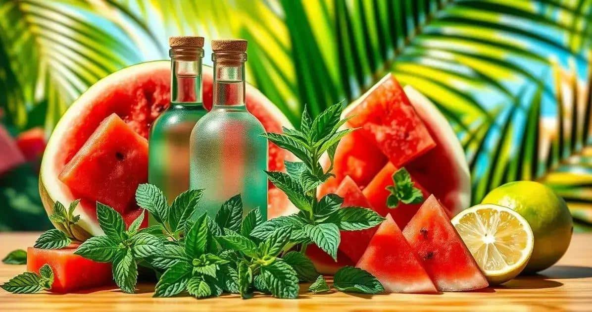 Ingredientes do Coquetel de Verão com Licor de Menta e Melancia
