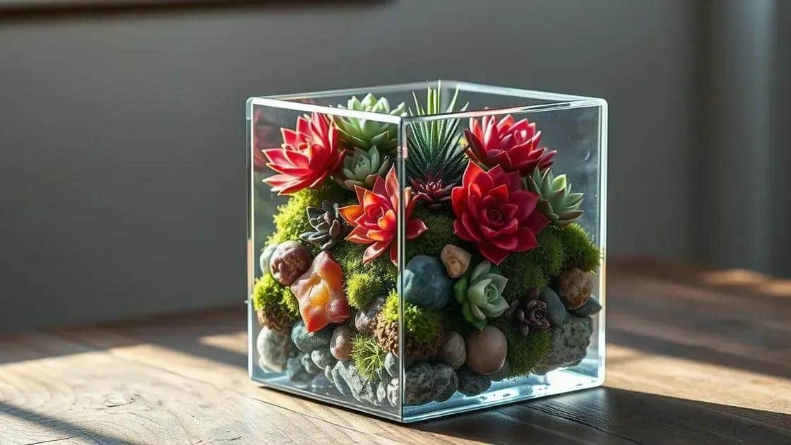 O que é um cubo de cristal com suculentas? O que é um cubo de cristal com suculentas?