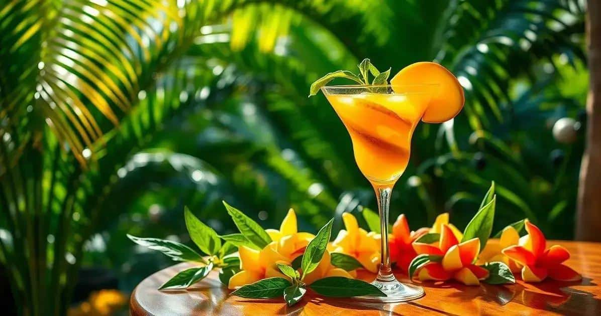 Ingredientes para Martini com Suco de Manga e Manjericão