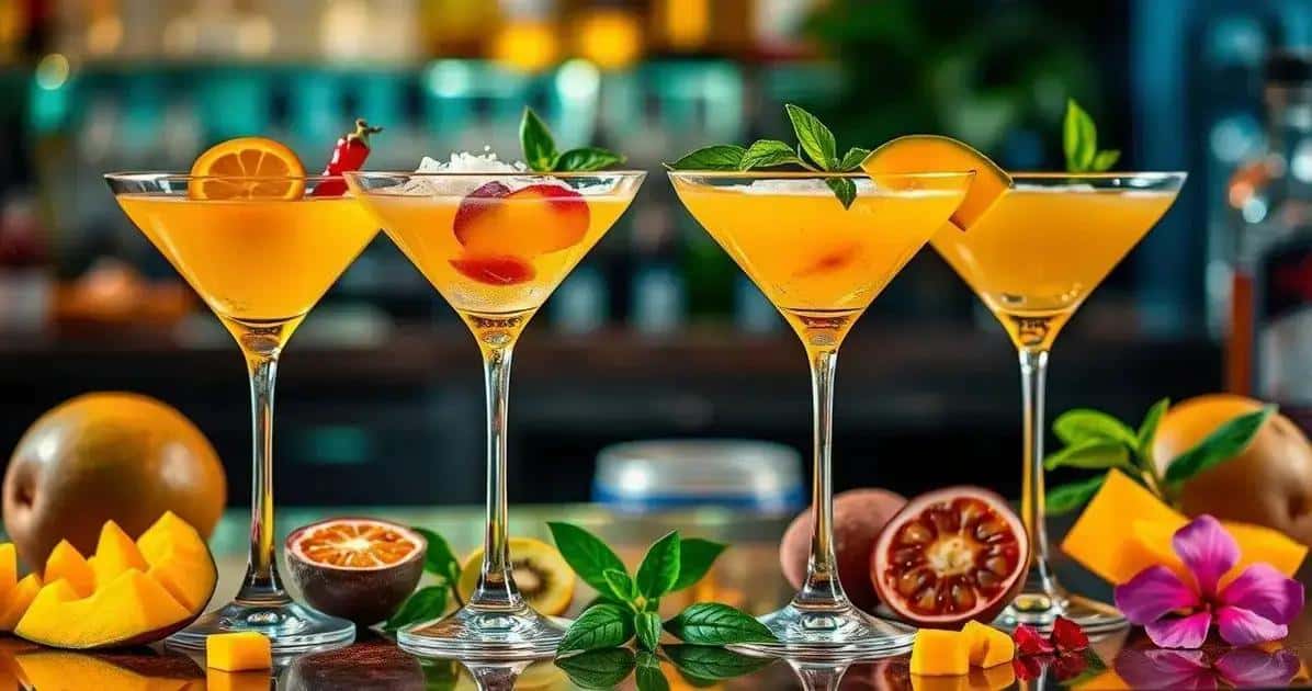 Variações do Martini com Manga e Manjericão