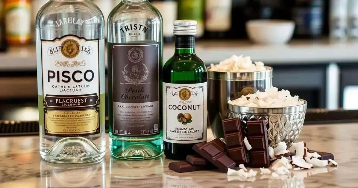 Ingredientes para Pisco com Licor de Coco e Chocolate Ingredientes para Pisco com Licor de Coco e Chocolate