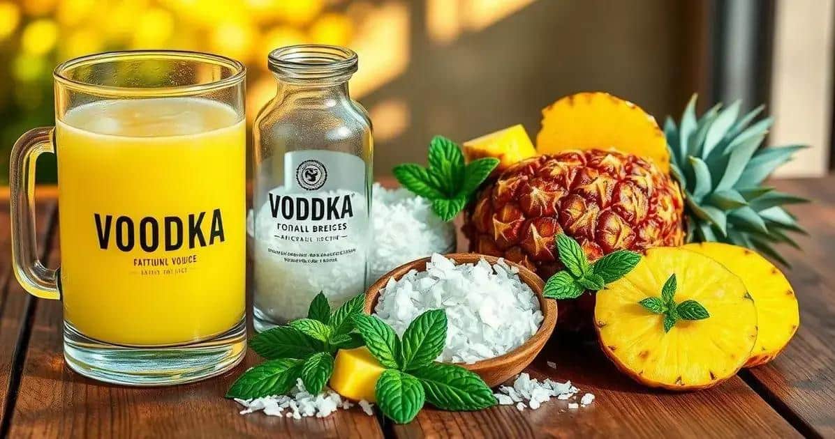 Ingredientes da Vodka Tropical com Abacaxi e Coco Ralado Ingredientes da Vodka Tropical com Abacaxi e Coco Ralado