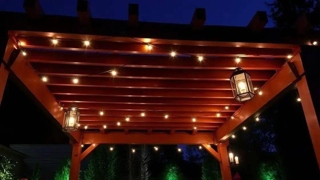opções de iluminação para pergolados
